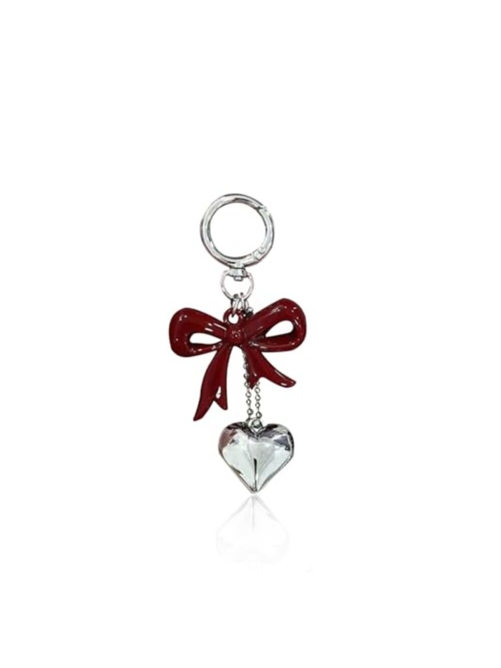 Heart Bow Keychain Bag Charm Purse Accessory Lightweight Zinc Minimalist Gift